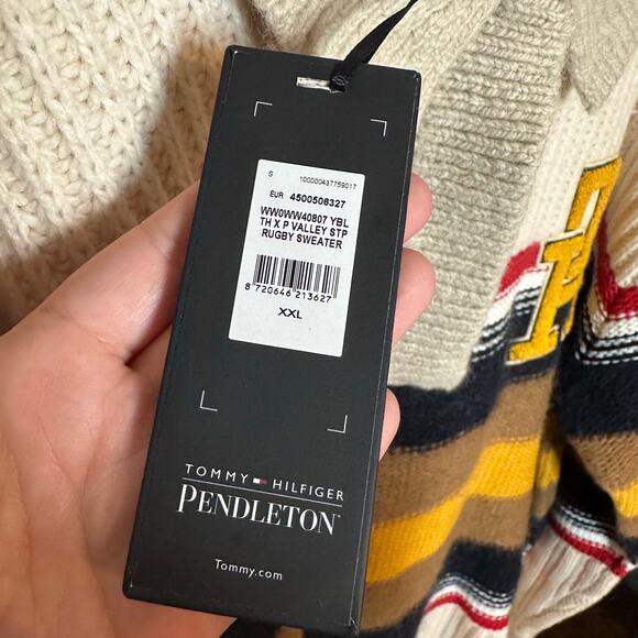 NEW Tommy Hilfiger x Pendleton Men's Valley Stripe Rugby Jumper Sweater Size XXL - Picture 7 of 16